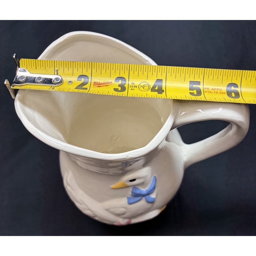 Vintage Otagiri Bowed Goose Pitcher Hand Painted White Geese 1983 Ceramic - Picture 11 of 14